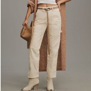 Anthropologie ASKKNY Straight Leg Carpenter Pant in Cream Size 31 NWT